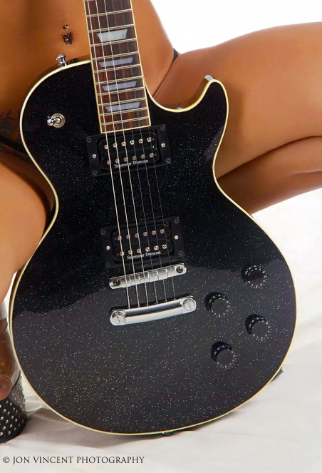Black Glitter Greco Les Paul (detail) — custom color by Guitar Guru LLC