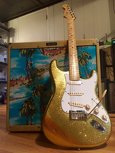 Heavy Metallic Flake Gold Strat — custom color by Guitar Guru LLC