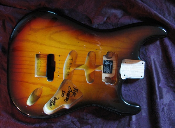 Sunburst Strat (front) — stained guitar by Guitar Guru LLC